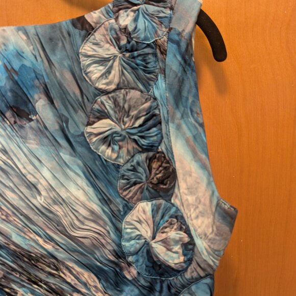 *$4,800 CARLOS MIELE STUNNING SILK BLUE FLOWER DRESS GOWN RUNWAY US 6, IT 42 - Picture 7 of 12